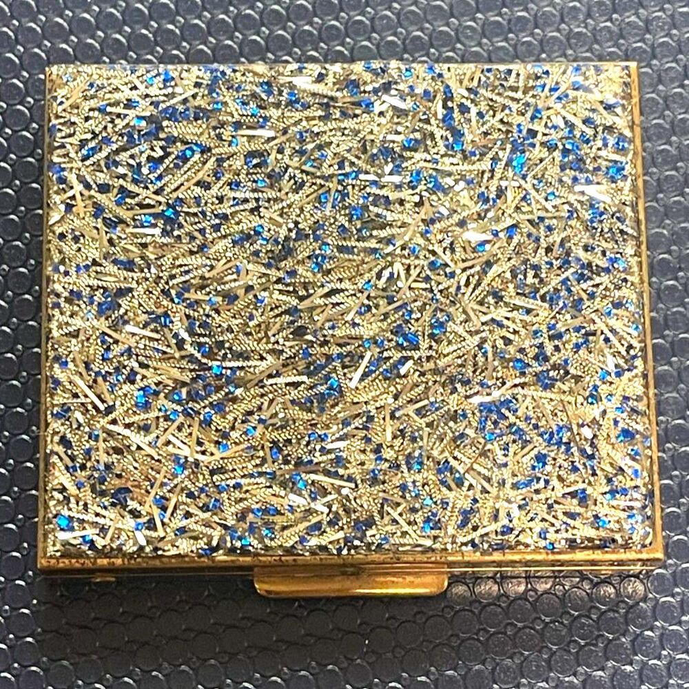 RARE Vintage 50s Confetti Lucite Powder Compact, Field Lighter & Cig Case BOXED - Picture 2 of 14